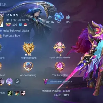 Mobile Legends: Bang Bang Accounts Rare Skin Global|Skin 325|Renowned|KOF Karina,Collector Natalia,LBox Franco+Zhask,STAR