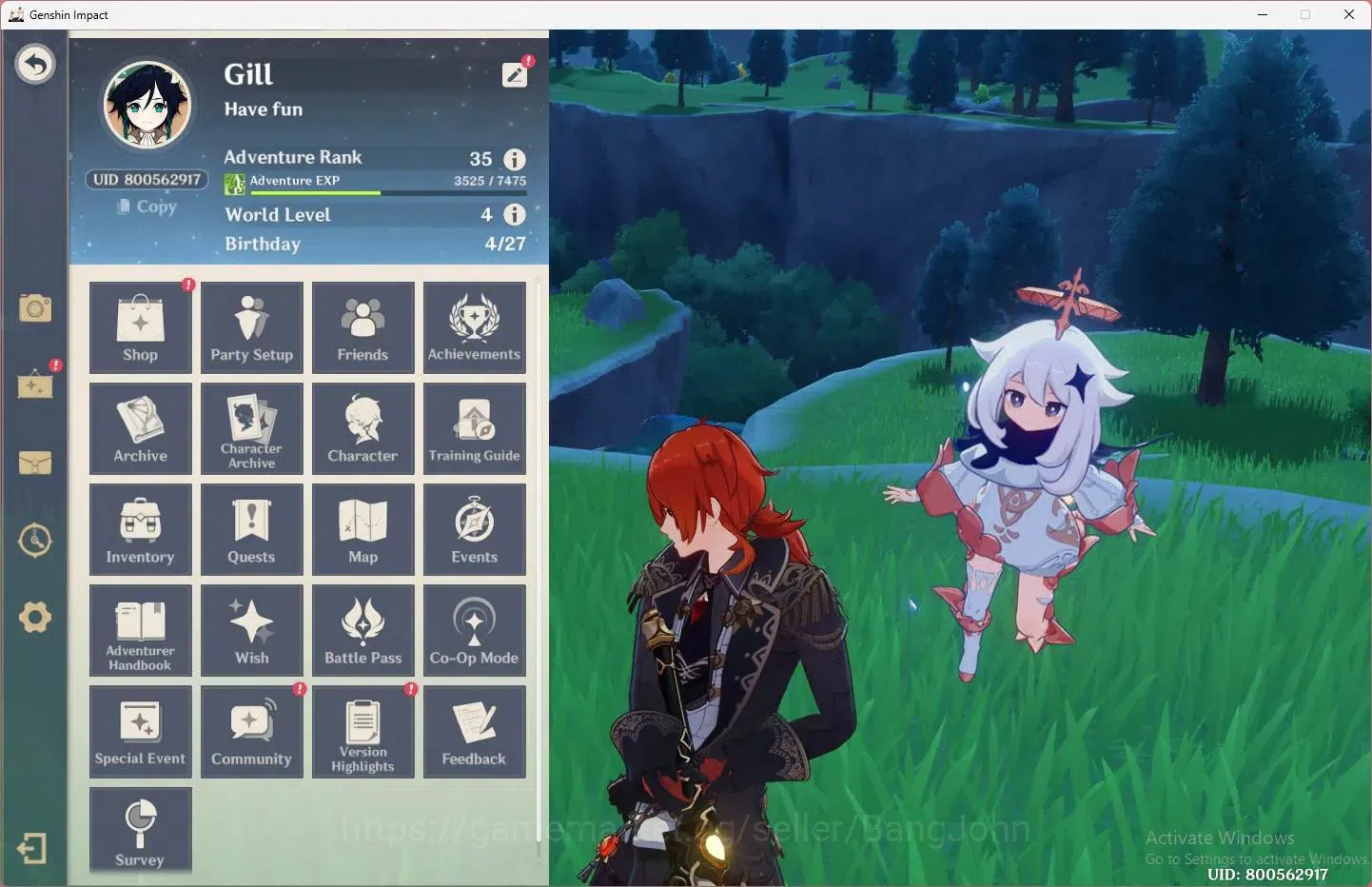 Genshin Impact Accounts Starter Asia | AR 35 | 3 Limit + 1 Charstd | Limit(Venti,Xiao,Kazuha C1) | STD(Diluc C1) | MC Male 1