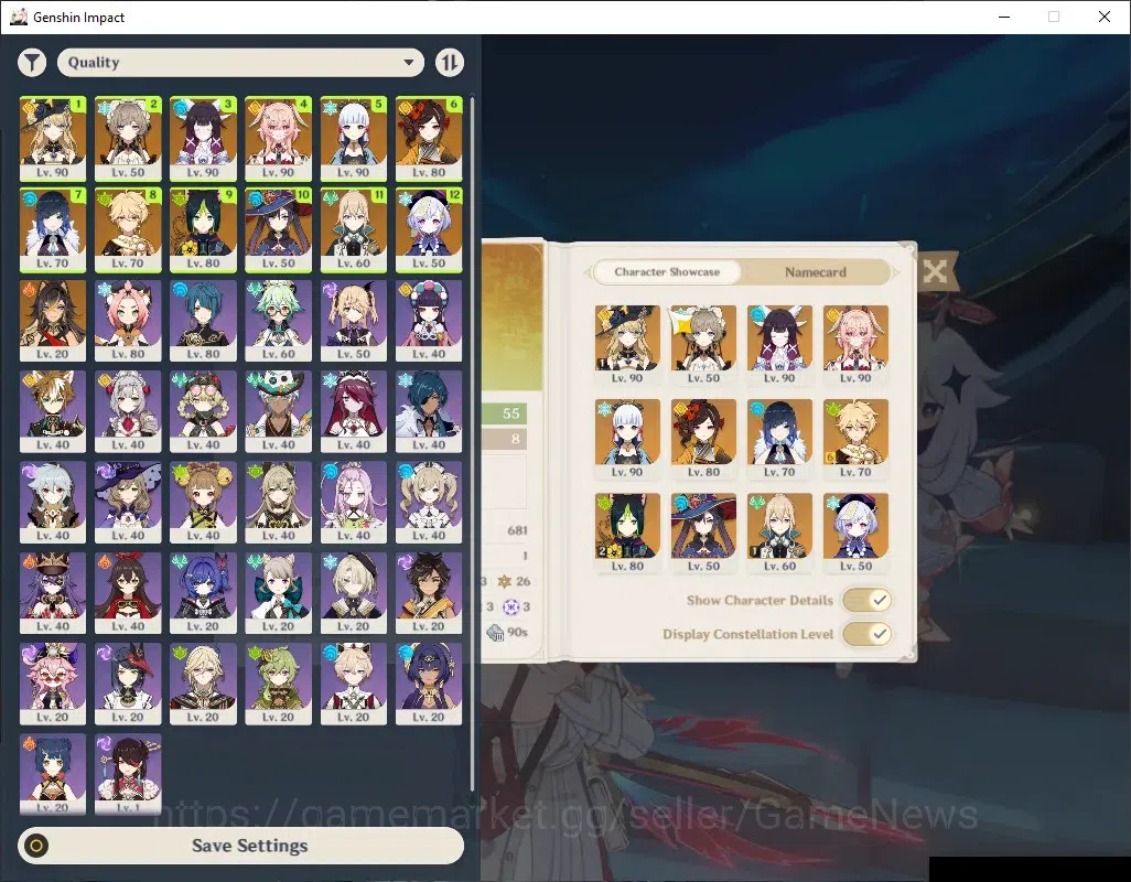 Genshin Impact Accounts Others ASIA|AR 55|7 Limited 3(*5Weapon)|(NaviaC1)+Sign,Chiori,Columbina,Linnea,Yelan,Sandrone|Male 1