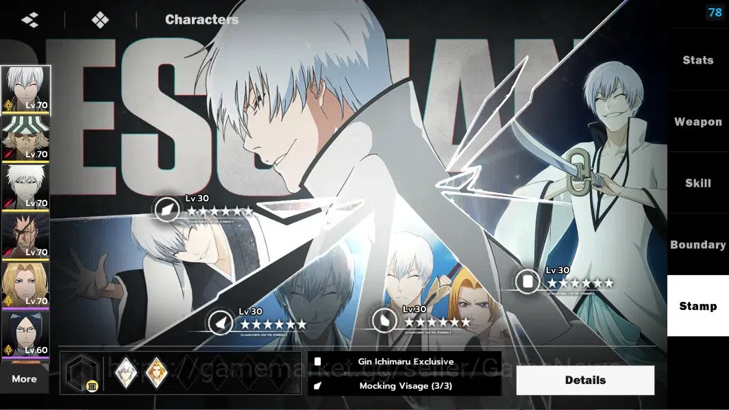BLEACH: Soul Resonance Accounts NuverseSEA|LV 59|8 SSR [(GinB2,UrahB1,IchigoIH,Zar image 7