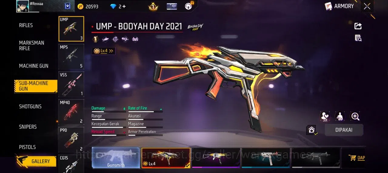 Free Fire Accounts Indonesia | EVOGUN 2 UMP LVL 4,MP40 LVL 3 SG MAMBAH VAULT 94 EMOTE 30 TAS 24 SKYWING 1 WEAPON 122 | W146 6