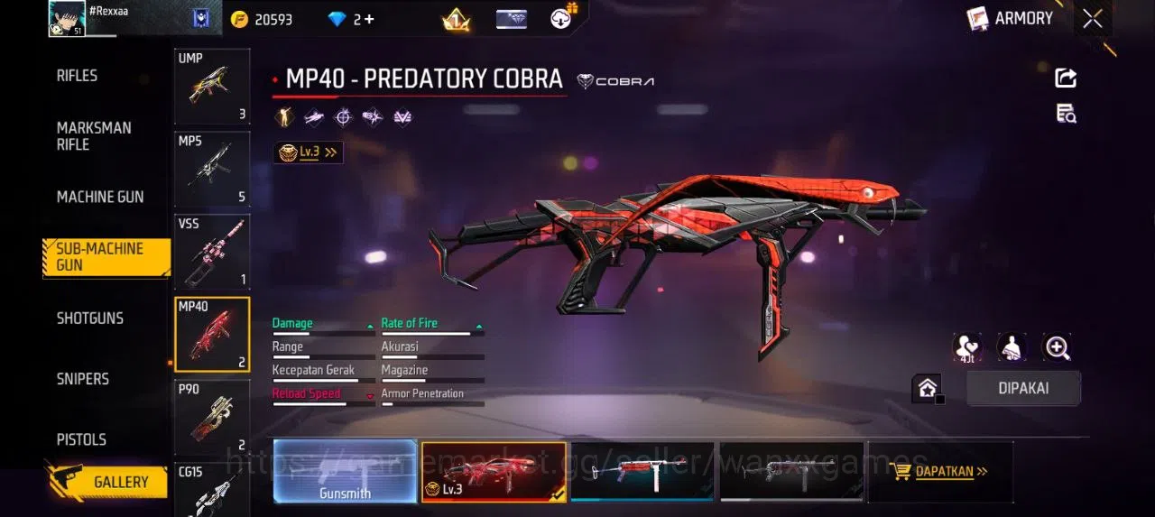 Free Fire Accounts Indonesia | EVOGUN 2 UMP LVL 4,MP40 LVL 3 SG MAMBAH VAULT 94 EMOTE 30 TAS 24 SKYWING 1 WEAPON 122 | W146 7