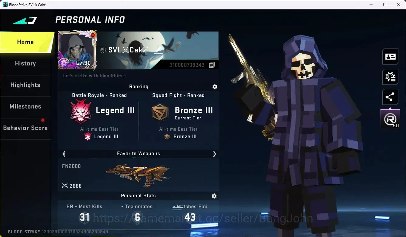 Blood Strike Accounts ASIA | 1 Eternal: AUG-Empyrean | 1 TR Collab: FN20 image 1