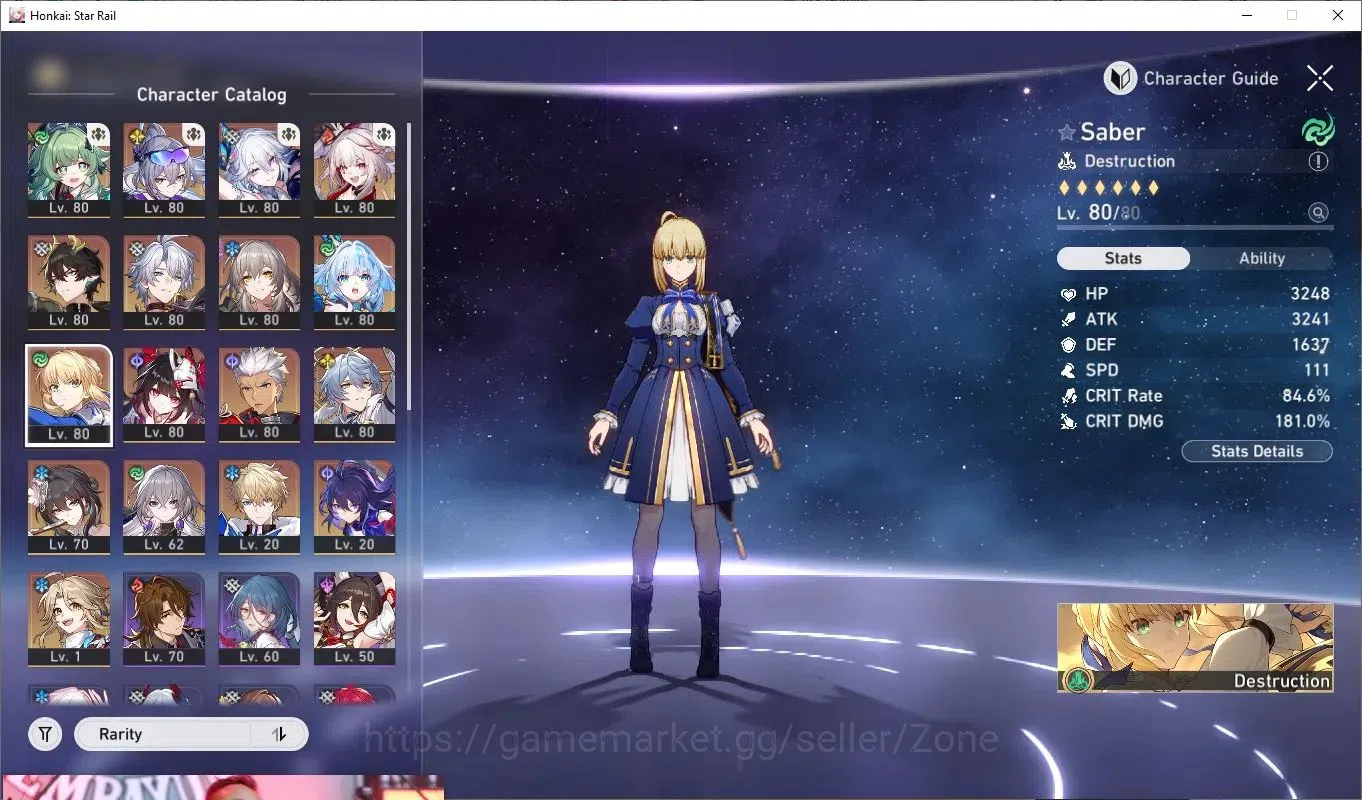 Honkai Star Rail Accounts End Game ASIA|TL67|Cyrene L80| prem archer,saber,sw lvl 999,hypercarry phainon |9x L80 4