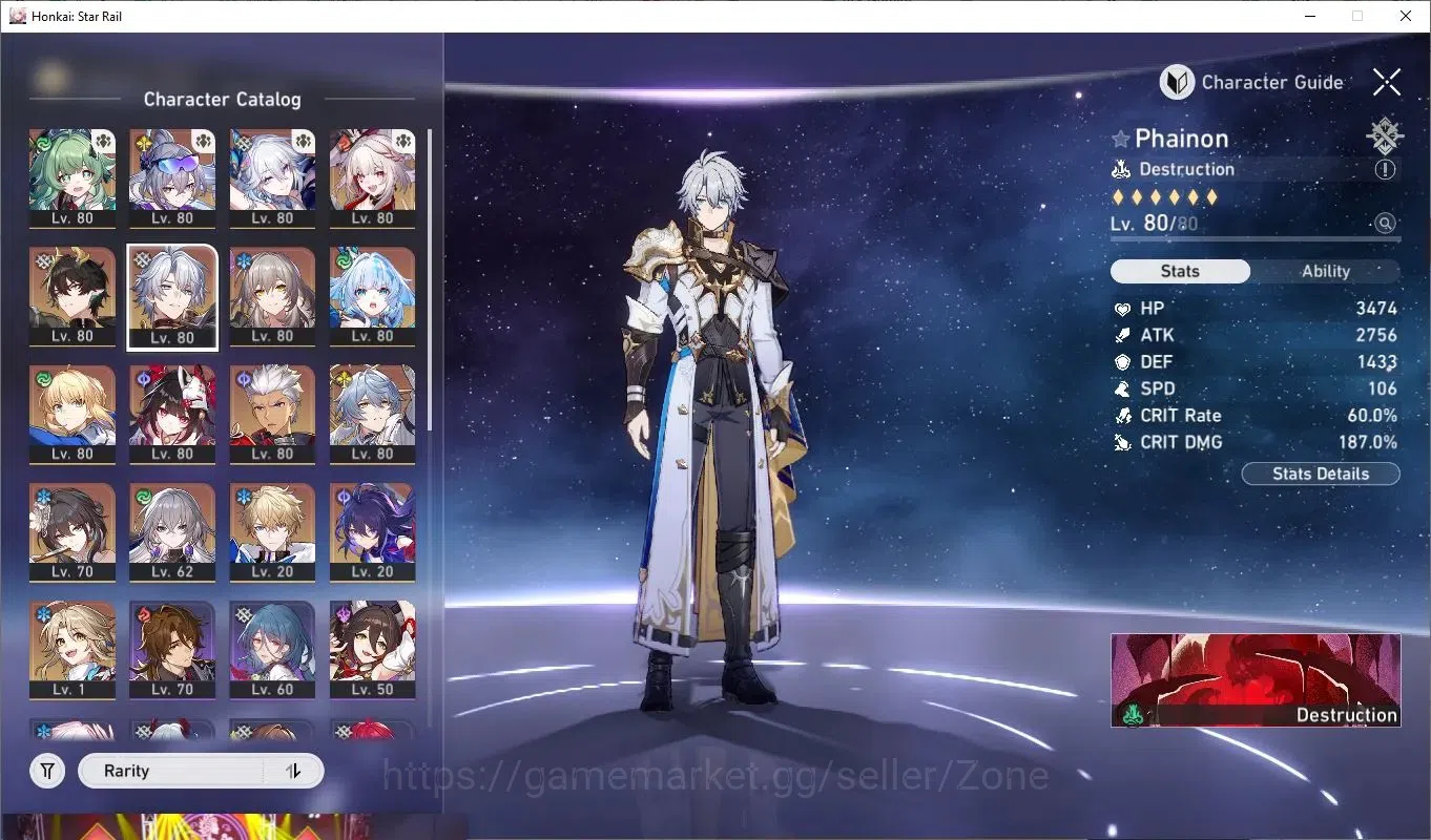Honkai Star Rail Accounts End Game ASIA|TL67|Cyrene L80| prem archer,saber,sw lvl 999,hypercarry phainon |9x L80 5