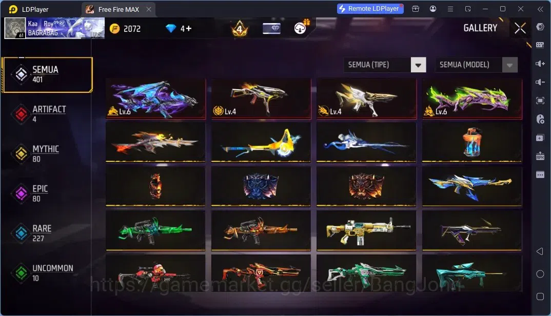Free Fire Accounts Indonesia | 4 Evo Guns : AK47,Ump,Mp5,M1014| M1887- Emerald Power|Electrify Bunny Backpack| Check SS 4