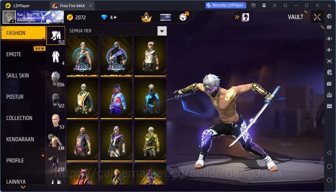 Free Fire Accounts Indonesia | 4 Evo Guns : AK47,Ump,Mp5,M1014| M1887- Emerald Power|Electrify Bunny Backpack| Check SS 9