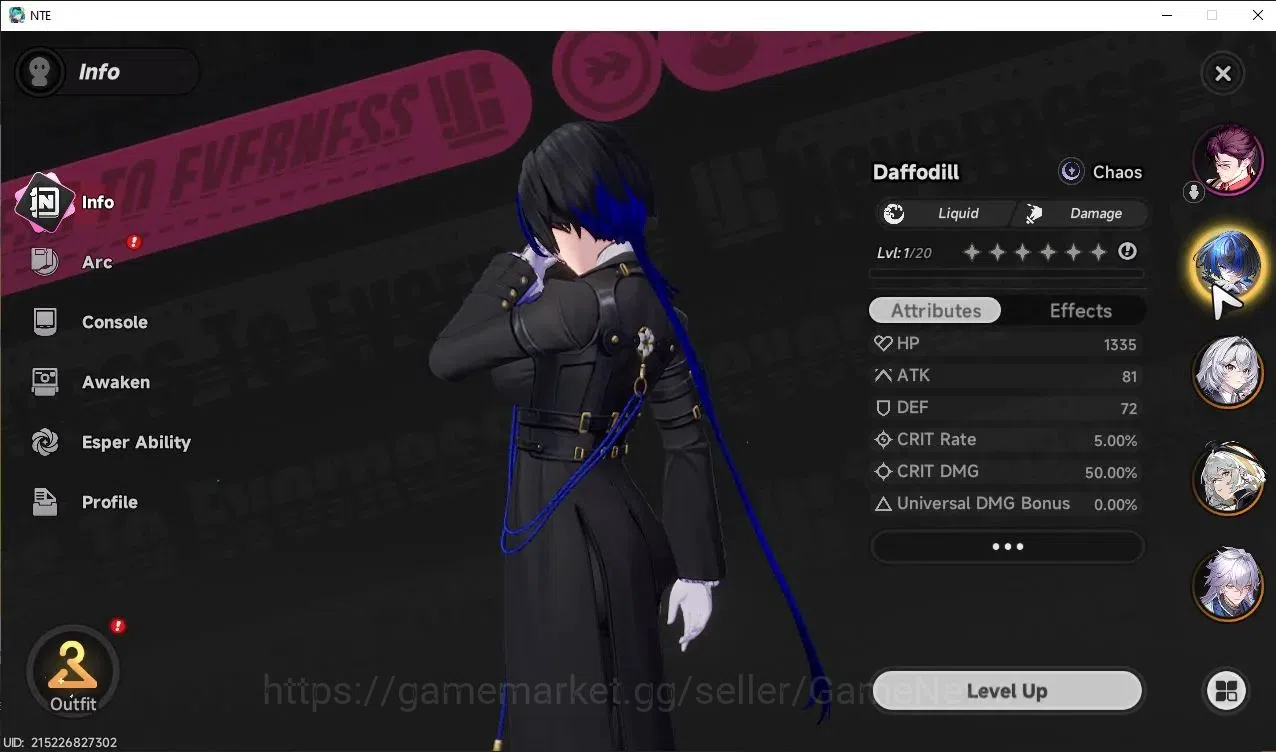 Neverness to Everness Accounts Global EU|HL 3| 4 SSR Hotori,Baicang,Hathor,Daffod image 5