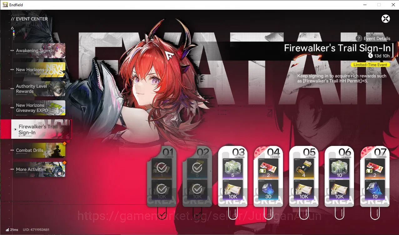 Arknights: Endfield Accounts Asia|Day2 Login|3K Arsenal Ticket & Basic HH Permit|Meta SSR Ember + Other SR 8
