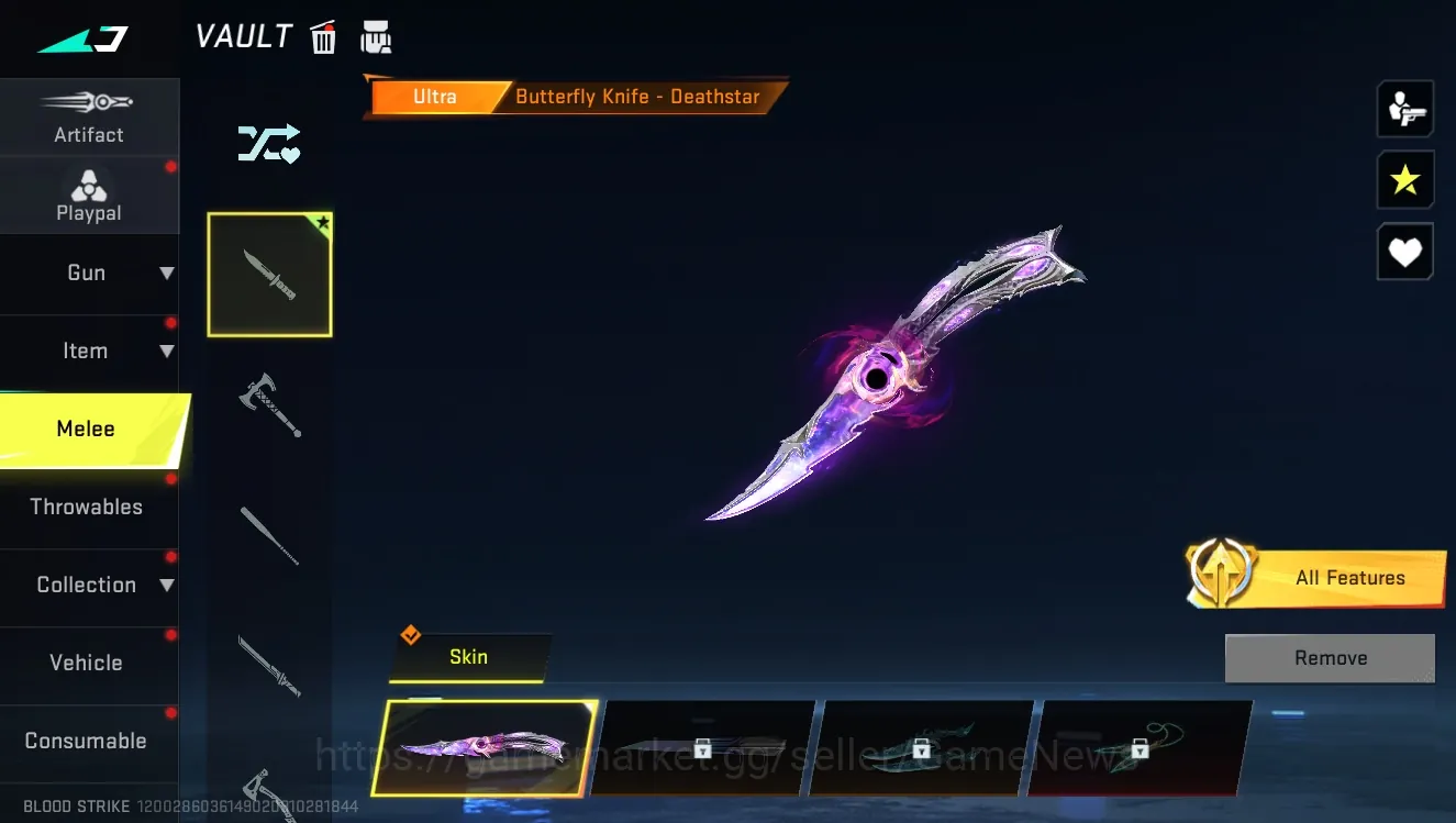 Blood Strike Accounts Starter Asia|Ultra Melee Butterfly-Deathstar+1 Ultra Galil-Knight|1 Legendary M4A1-Venom|5 1