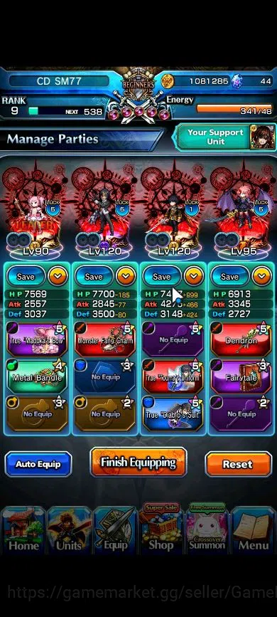 Grand Summoners Accounts Starter Global|Rank 9|Starter|11 Ascend|KanameTW,S Miyu,Isliid,Hazuki,Chloe,Etc|Lpot 179|Check 3