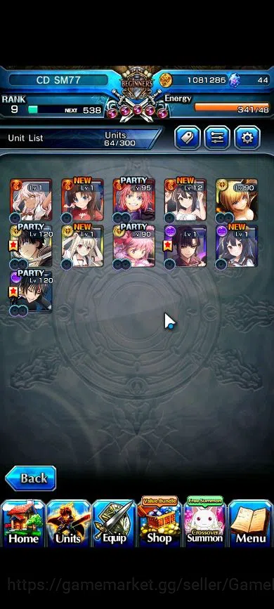 Grand Summoners Accounts Starter Global|Rank 9|Starter|11 Ascend|KanameTW,S Miyu,Isliid,Hazuki,Chloe,Etc|Lpot 179|Check 4