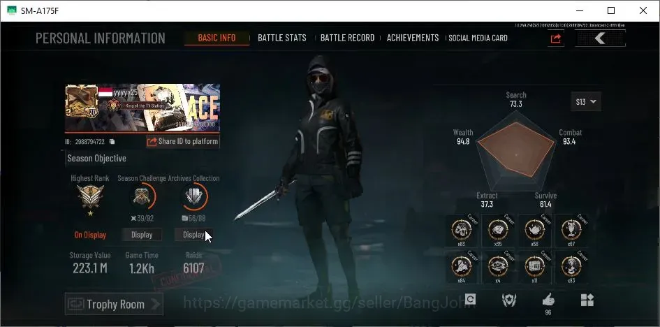 Arena Breakout Accounts High Value Mobile|LV 30|SV 223,1M|CV 87,1M| Exclusive Arena FAL,MG H416,Decree LR-AR1,Squire 1