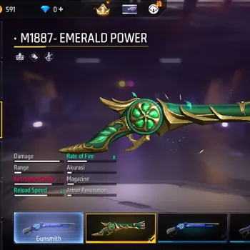 Free Fire Accounts Indonesia | M1887 Skin: Emerald Power, Mamba Gnaw, Peluru Suci | Electrify Bunny Backpack | Check SS
