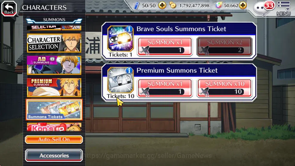 Bleach: Brave Souls Accounts Mid-Tier [GBL]50K Orb|10th Anniv Ichigo,TYBW25 Jushiro,Soul 17