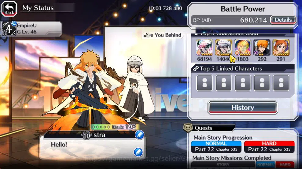 Bleach: Brave Souls Accounts Mid-Tier [GBL]50K Orb|10th Anniv Ichigo,TYBW25 Jushiro,Soul 3