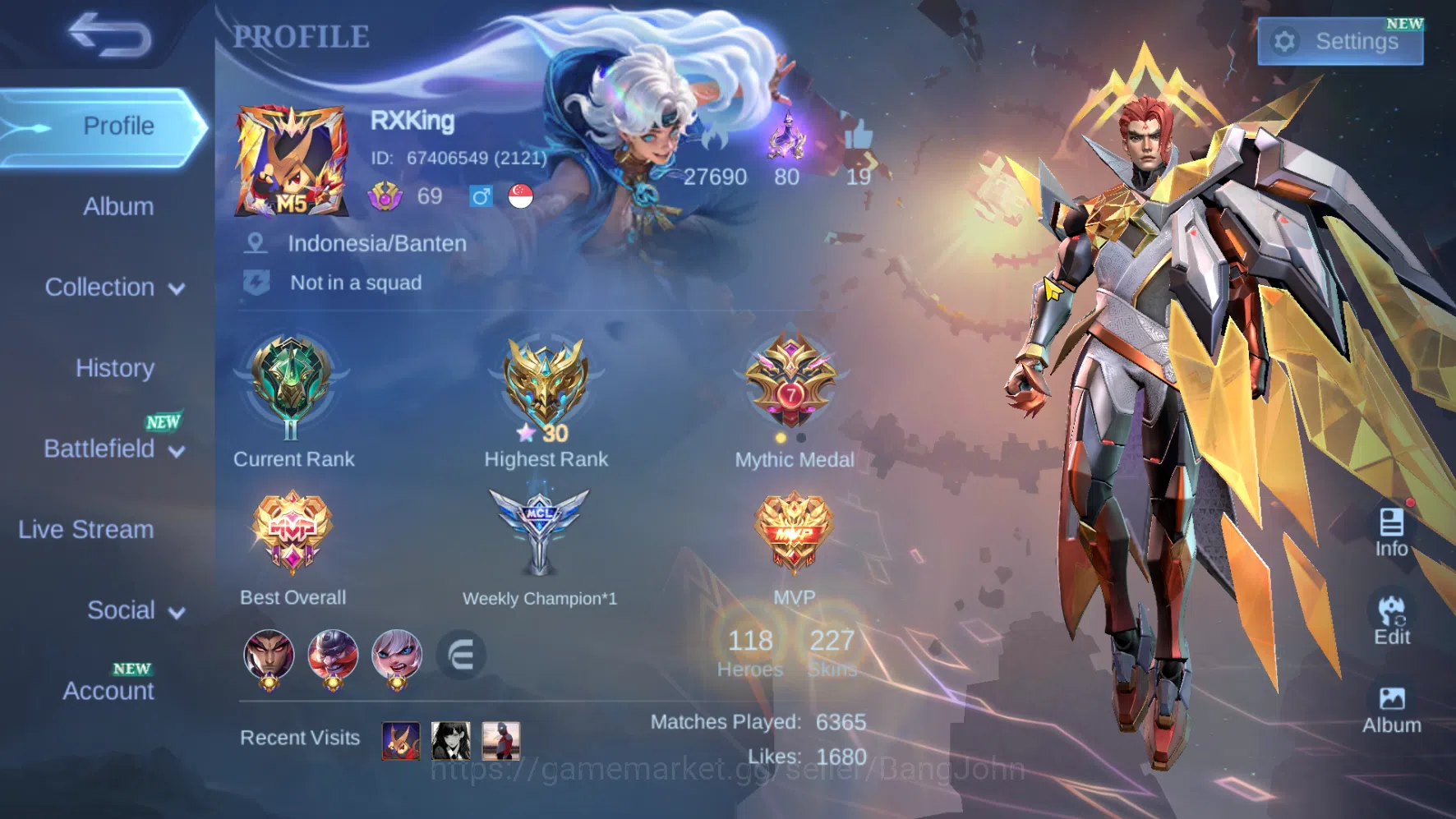 Mobile Legends: Bang Bang Accounts Others Hero 118 Skin 227 | Prime Yuzhong | Zodiac Lunox | Kof Karina | Seiya Badang 10