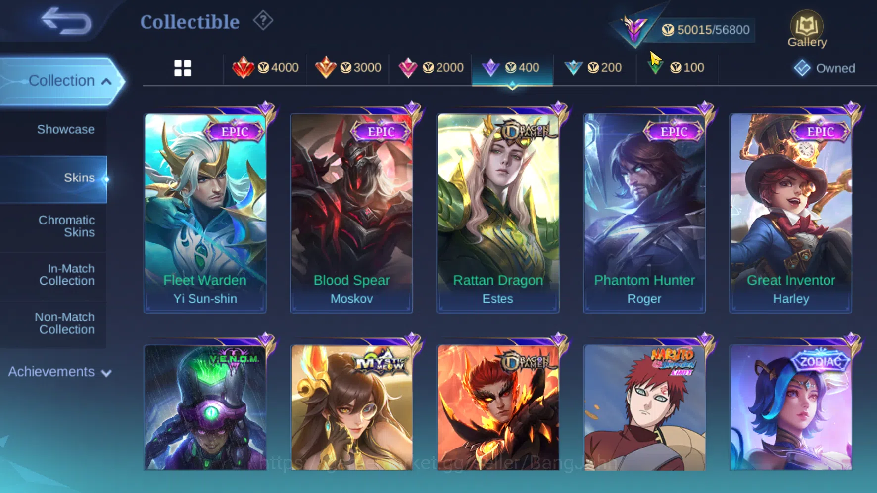 Mobile Legends: Bang Bang Accounts Others Hero 118 Skin 227 | Prime Yuzhong | Zodiac Lunox | Kof Karina | Seiya Badang 4