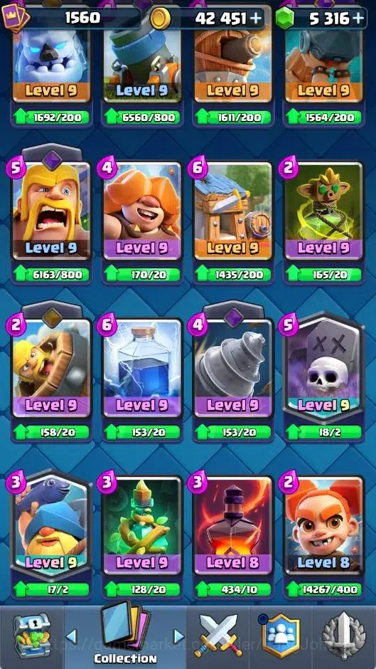 Clash Royale Accounts CL | KTL 16 Max| Trophy 12508 | Card 121/121 | 5 H image 2