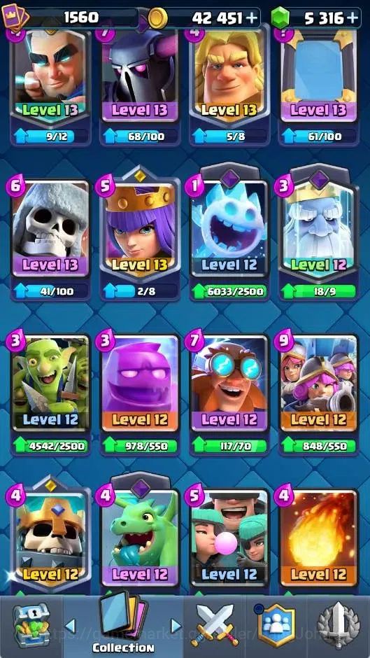 Clash Royale Accounts CL | KTL 16 Max| Trophy 12508 | Card 121/121 | 5 H image 6