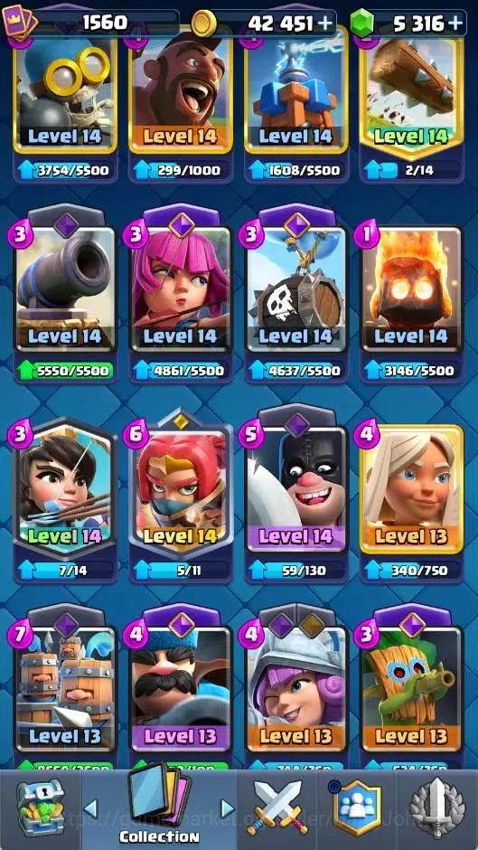 Clash Royale Accounts CL | KTL 16 Max| Trophy 12508 | Card 121/121 | 5 H image 7