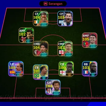 eFootball Accounts Legends & Iconic Players Efootball 3197 | CR 7 ( 105)• Messi 105 • Shibasaki Gaku 104 • Sergino 102