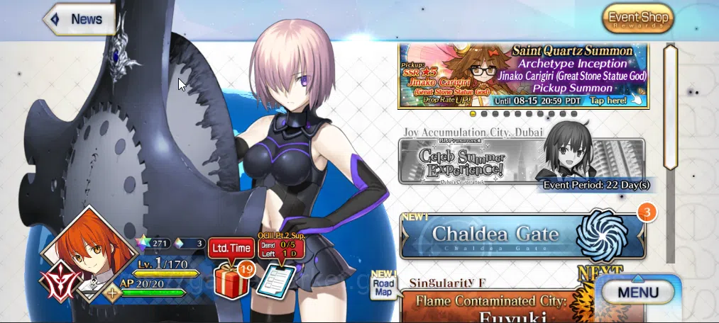 Fate-Grand Order Accounts NA Starter Lvl 1|1 SSR Servant ( Star Ciel )| 4 SR (Caster Okeanos,Etc)|271 Quartz, 52 Golden 1