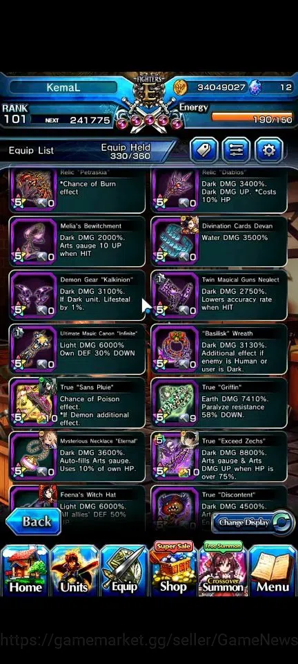 Grand Summoners Accounts End-Game Global|Rank 101|34 Ascend+9 TW|[LM Isliid,Chloe,Beta,Misaka,2X 20