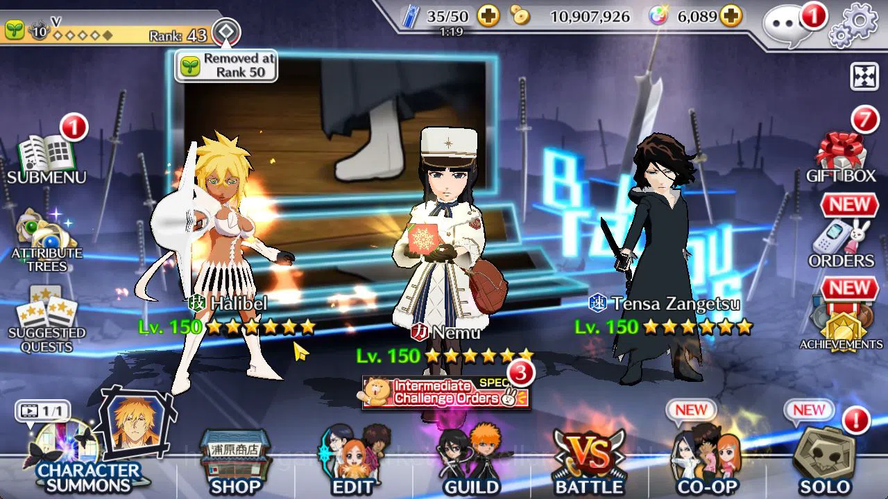 Bleach: Brave Souls Accounts Starter [GLOBAL]6K Orb+Fresh All Story|Christimas24 Nemu,Unleashed Halibel,Swimsuit23