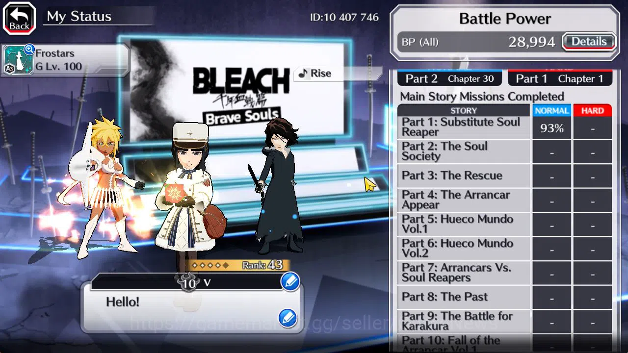 Bleach: Brave Souls Accounts Starter [GLOBAL]6K Orb+Fresh All Story|Christimas24 Nemu,Unleashed Halibel,Swimsuit23 4