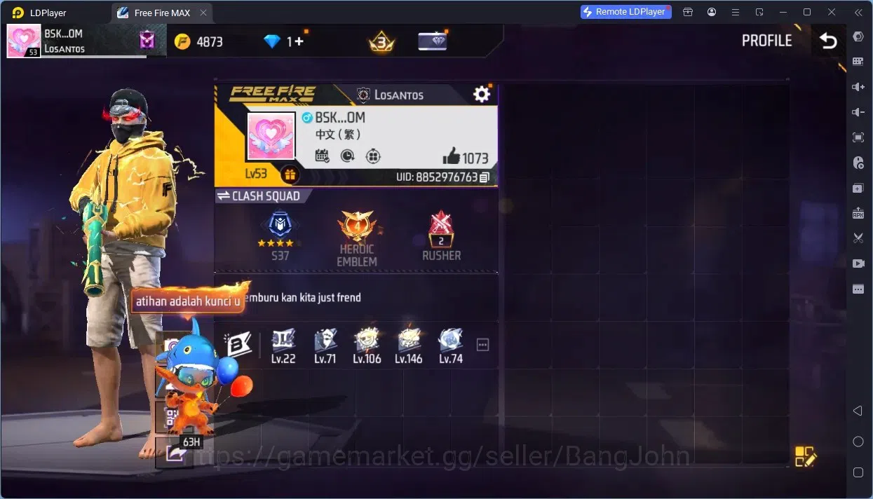 Free Fire Accounts Indonesia | M1887- Emerald Poer, Mamba Gnaw, Bunny image 1