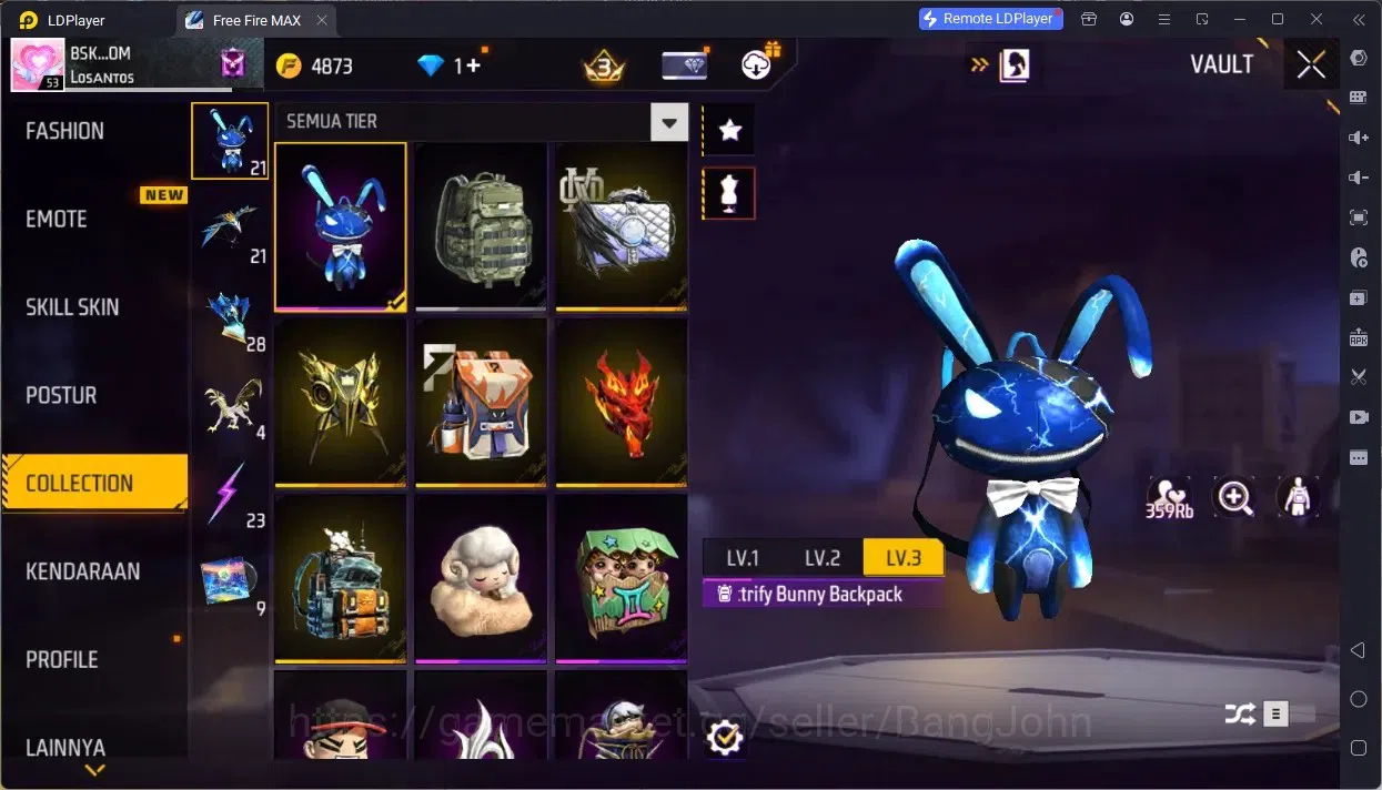 Free Fire Accounts Indonesia | M1887- Emerald Poer, Mamba Gnaw, Bunny image 15