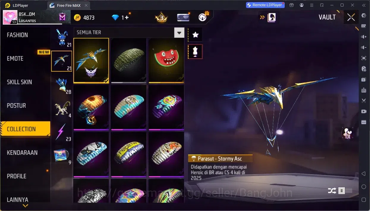 Free Fire Accounts Indonesia | M1887- Emerald Poer, Mamba Gnaw, Bunny image 16