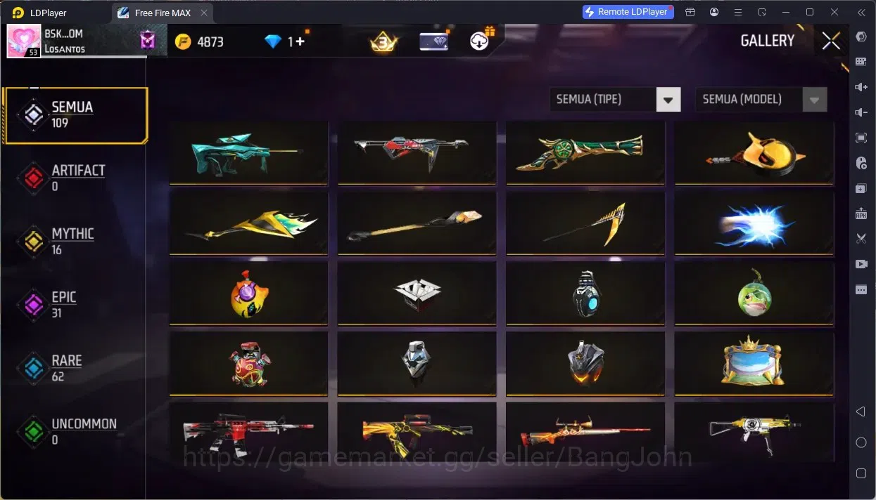 Free Fire Accounts Indonesia | M1887- Emerald Poer, Mamba Gnaw, Bunny image 6