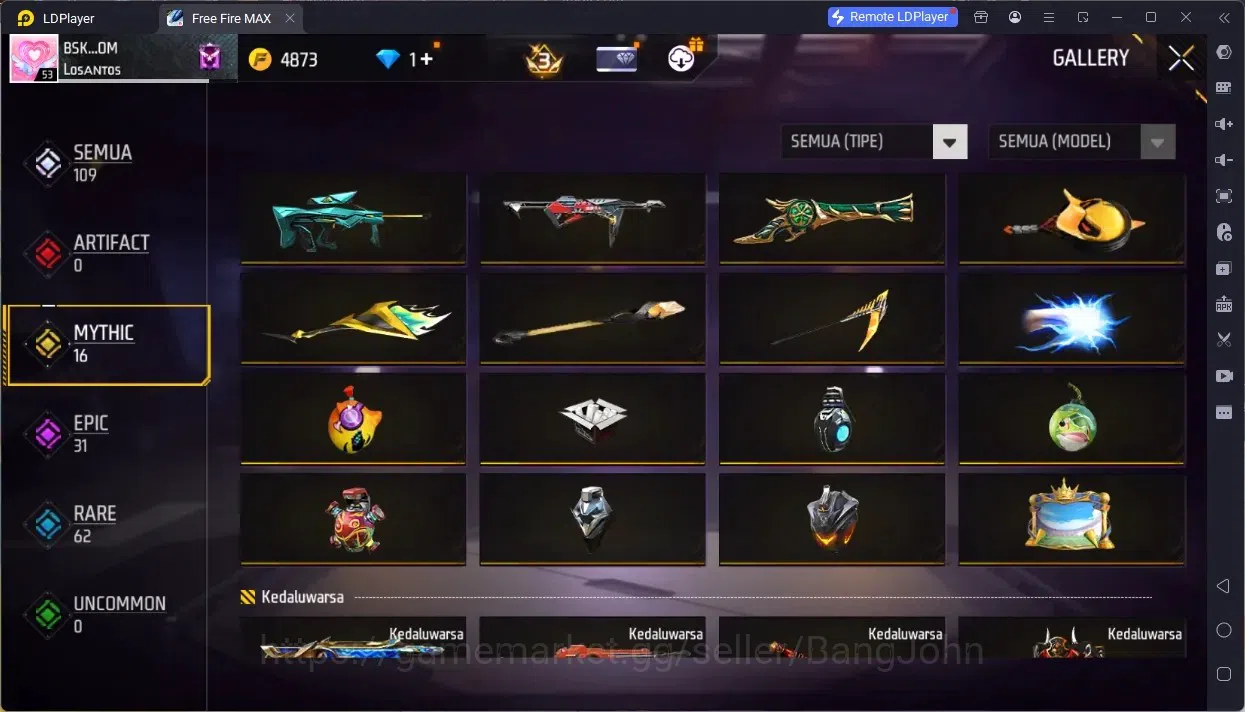 Free Fire Accounts Indonesia | M1887- Emerald Poer, Mamba Gnaw, Bunny image 7