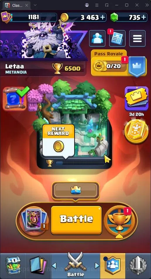 Clash Royale Accounts Others Trophy 6500|CL 1181|KTL 12|117 Cards|4 Champ|1 Hero|9 Evo|Arena 18|735 Gems|Proteck 1