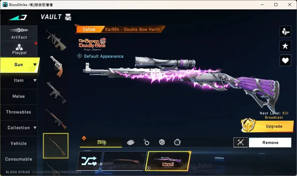 Blood Strike Accounts Collab Skin ASIA |1 Eternal Gun:Desert Eagle-Scorpius|Collab Guns:3 7DS,2 TR,1 EVA|Striker:4 Ultra,3 10