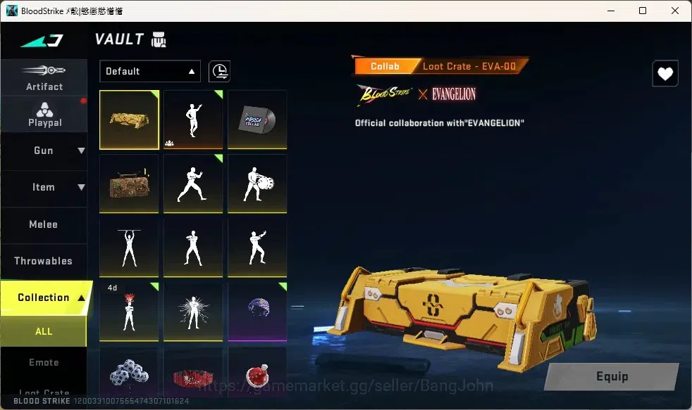 Blood Strike Accounts Collab Skin ASIA |1 Eternal Gun:Desert Eagle-Scorpius|Collab Guns:3 7DS,2 TR,1 EVA|Striker:4 Ultra,3 14