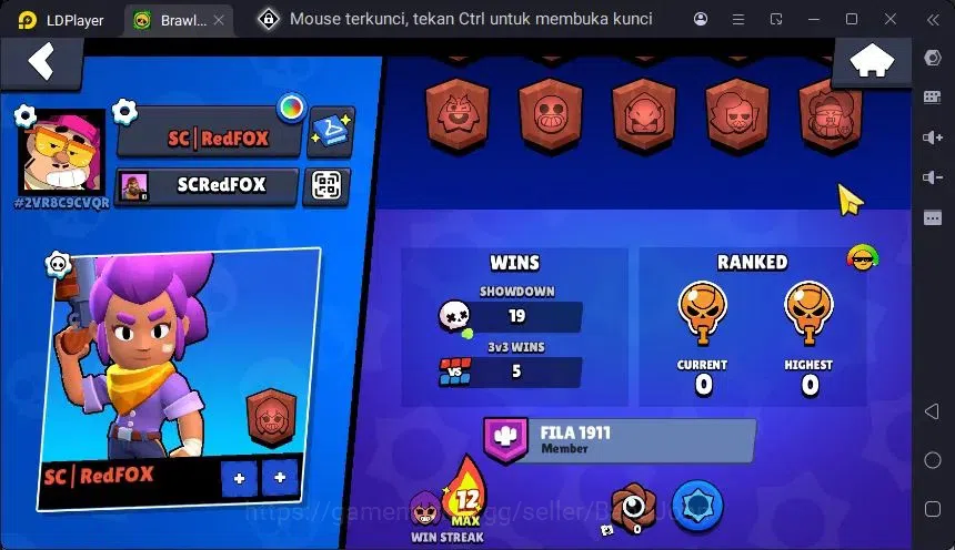 Brawl Stars Accounts Trophy 475 |10 Brawler|3 Power Lv11(Shelly,Edgar,Jae-Yong)|1 Mythic(Otis),2 Epic(Edgar,BO) Skin 3