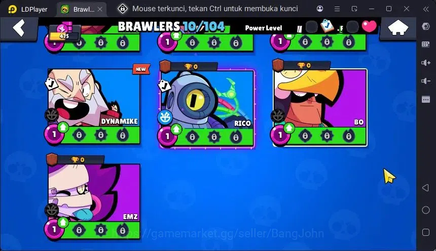 Brawl Stars Accounts Trophy 475 |10 Brawler|3 Power Lv11(Shelly,Edgar,Jae-Yong)|1 Mythic(Otis),2 Epic(Edgar,BO) Skin 6