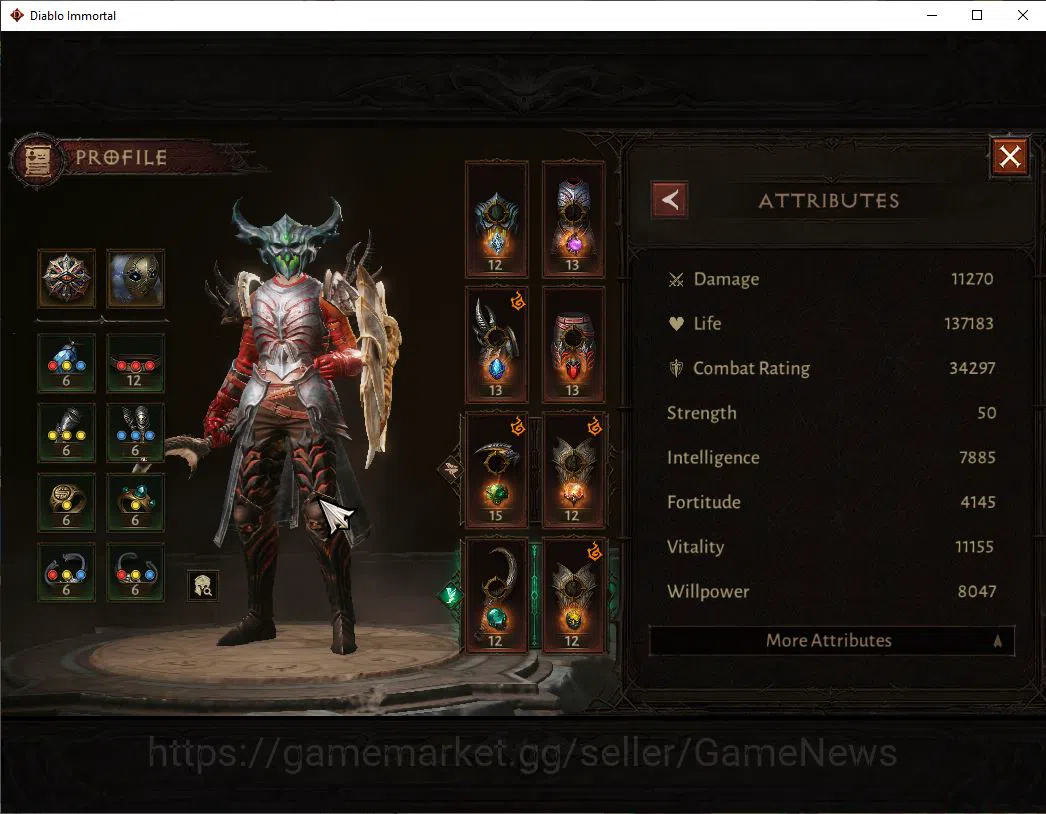 Diablo Immortal Accounts Mid-Tier SEA - Izual|Change Server On|Lv60(528)|Necromancer|34k CR|Reso 480|Paragon 3