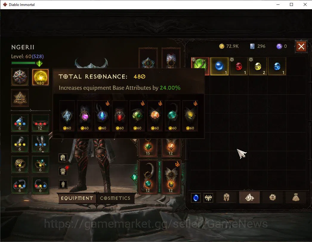 Diablo Immortal Accounts Mid-Tier SEA - Izual|Change Server On|Lv60(528)|Necromancer|34k CR|Reso 480|Paragon 5