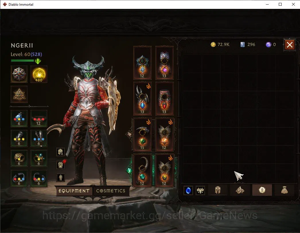 Diablo Immortal Accounts Mid-Tier SEA - Izual|Change Server On|Lv60(528)|Necromancer|34k CR|Reso 480|Paragon 6