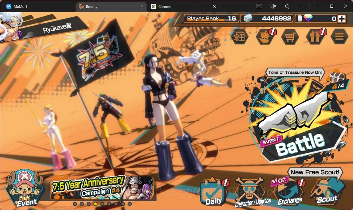 One Piece Bounty Rush Accounts High-End Android|EX4|PR16|KOP Gol D. Roger Max,TFE MD Luffy Max,AMS Borsalino Max,GP Edward 1