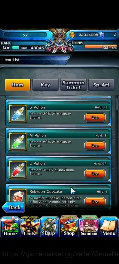 Grand Summoners Accounts Global|Rank 59|1 Sp Art|21 Ascend 8 TW|(S Miyu,Kam image 3