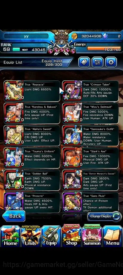 Grand Summoners Accounts Global|Rank 59|1 Sp Art|21 Ascend 8 TW|(S Miyu,Kam image 6