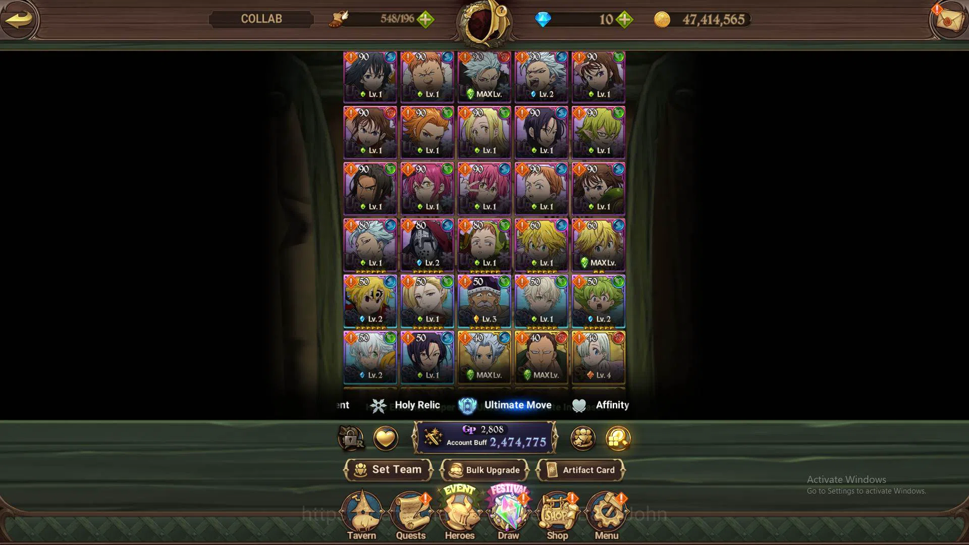 The Seven Deadly Sins: Grand Cross Accounts Others ASIA|2.47M CC|1LR Elizabeth|Ful collab Fire|UR 12