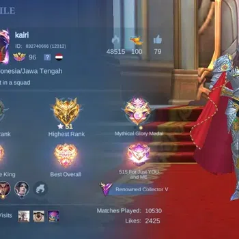 Mobile Legends: Bang Bang Accounts Collector Global|Skin 197|Renowned V|KOF Karina,Collector Natalia,LBox Alpha,Lightborn