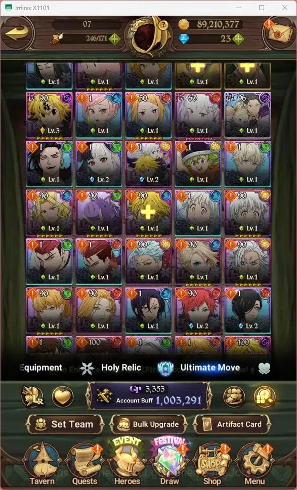 The Seven Deadly Sins: Grand Cross Accounts ASIA |1.03M CC|UR Mesis 3/6,Meliza 2/6,TOG Thunder image 6