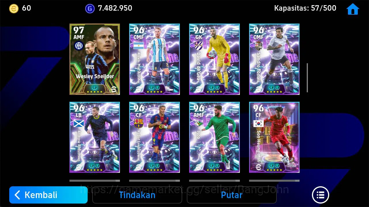 eFootball Accounts Others Power 3176, Neymar MSN, Eric cantona Epic, Dida Epic, R baggio old, Nistelrooy old, Son hyung min 6